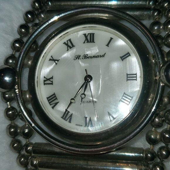 St. Bernard Industrial Fancy Metal Band Watch Silver Balls & Bars Punk Very Cool - Picture 4 of 10